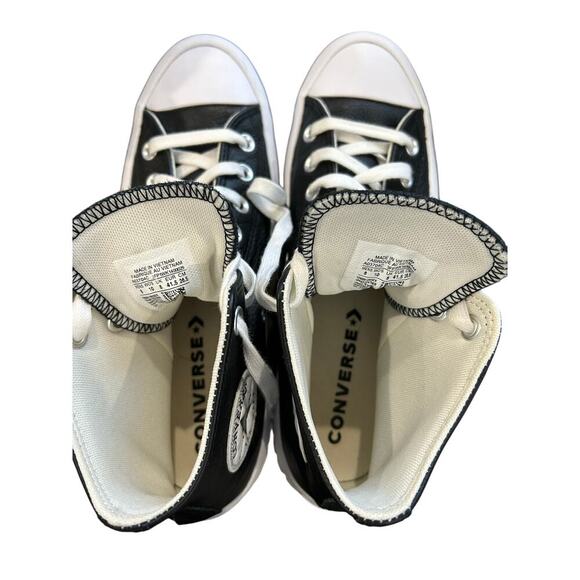 CONVERSE CTA Lugged 2.0 Black Leather Boots Sneakers Men’s 8 Women’s 10 - Picture 7 of 8